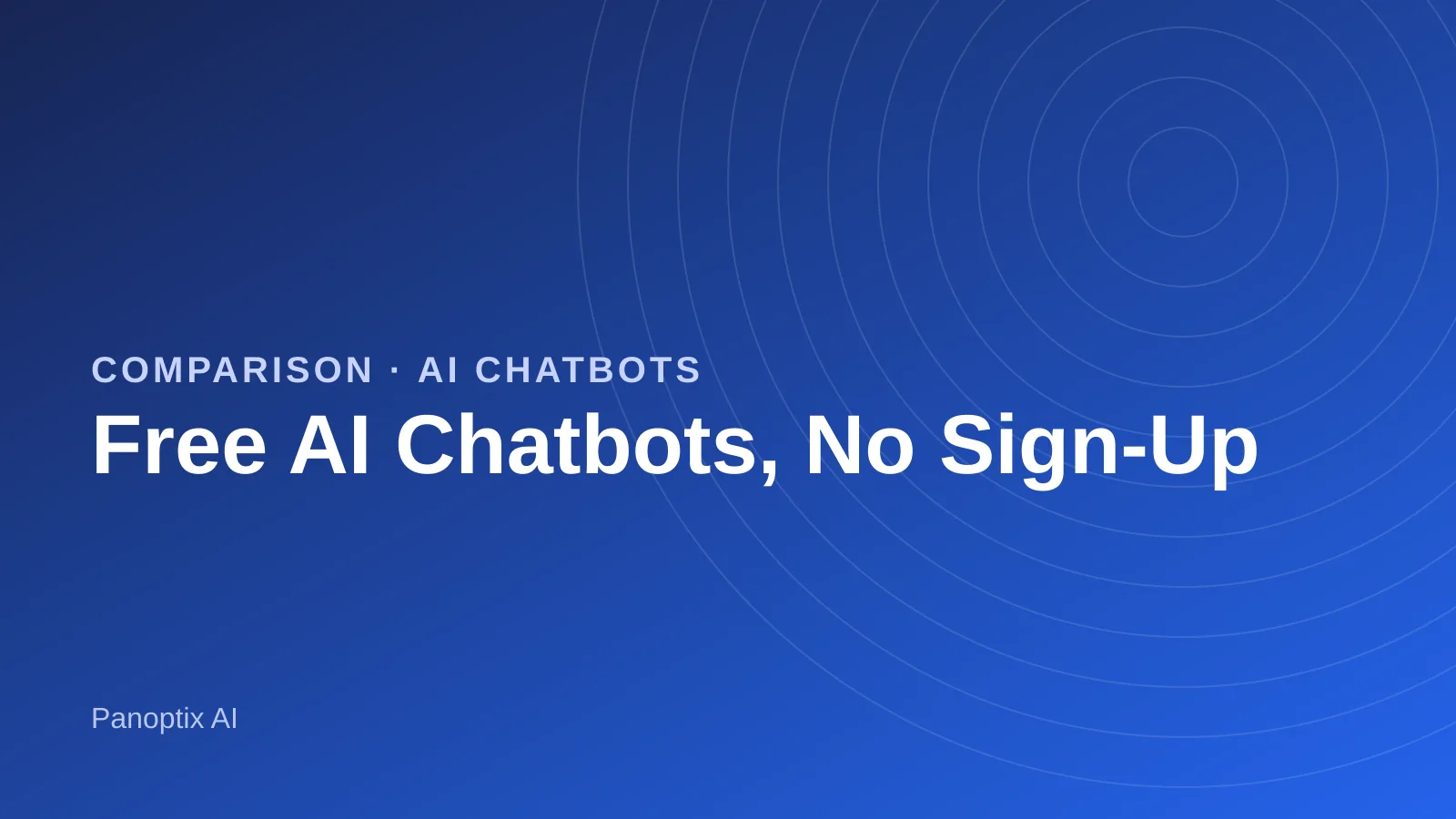 Six chat windows from free AI chatbots side by side, none showing a login screen
